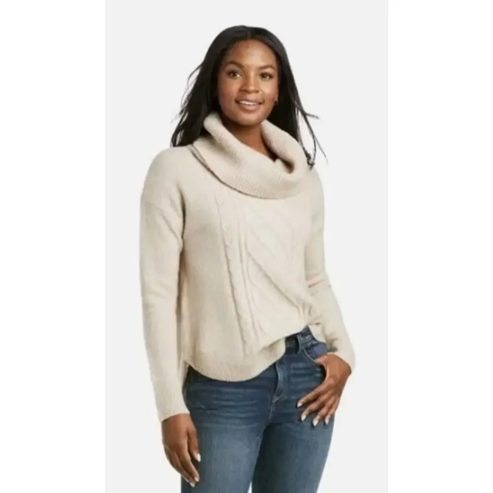 Ariat Women's Montara Wool Blend Cowl Neck Sweater Sz Small Oatmeal